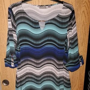 Blue, green and black wave Avenue blouse 22/24